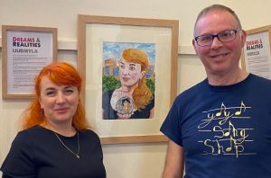 Liudmyla and Stephen, with her portrait