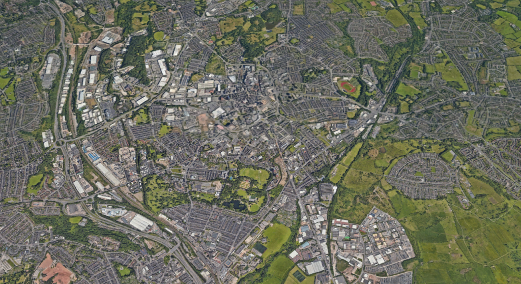 A Google Earth view of Stoke-on-Trent