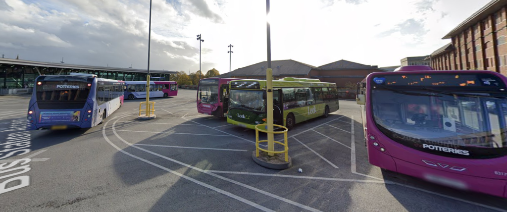 A Google Streetview image of Hanley Bus Station in Stoke