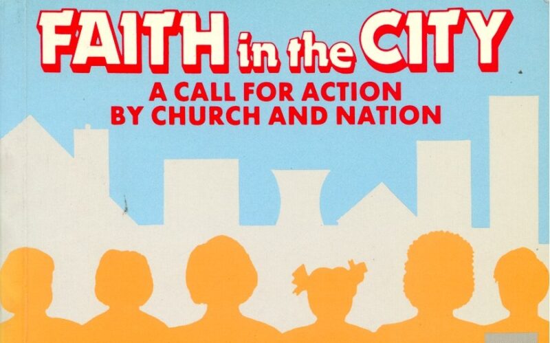 A poster reading: "Faith In The City: A call for action by church and nation"