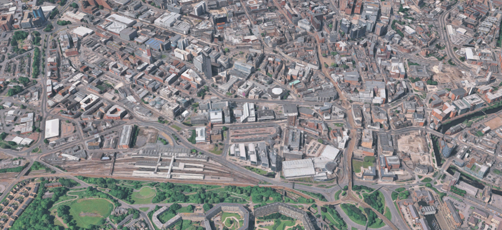 Aerial shot of Sheffield